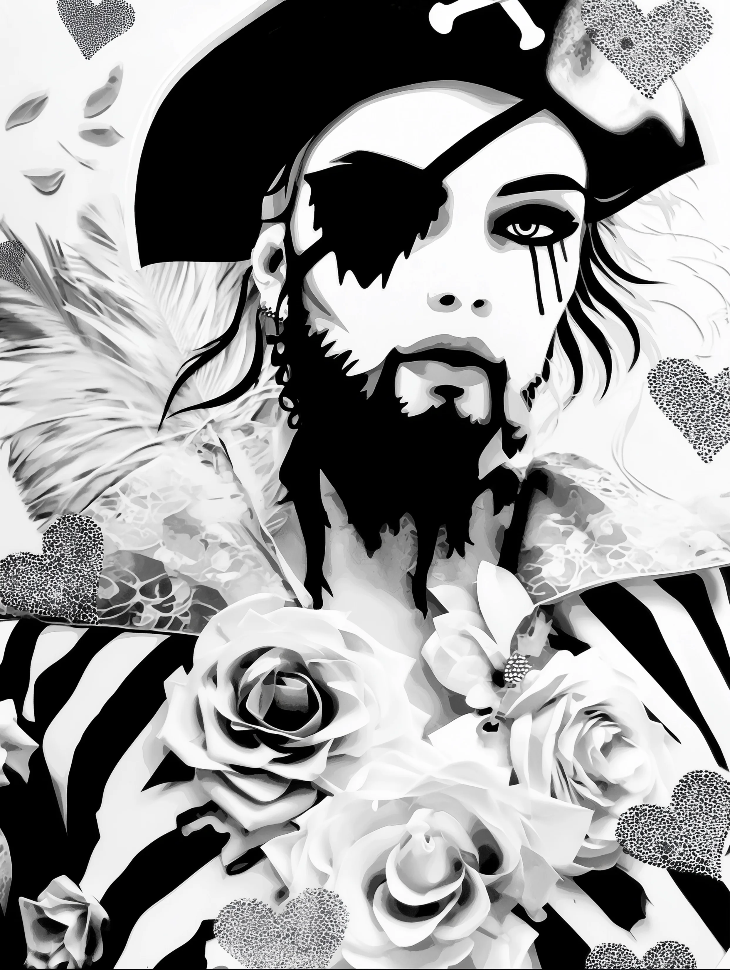 Free printable pirate coloring pages for adults featuring pirate with eye patch and zebra print